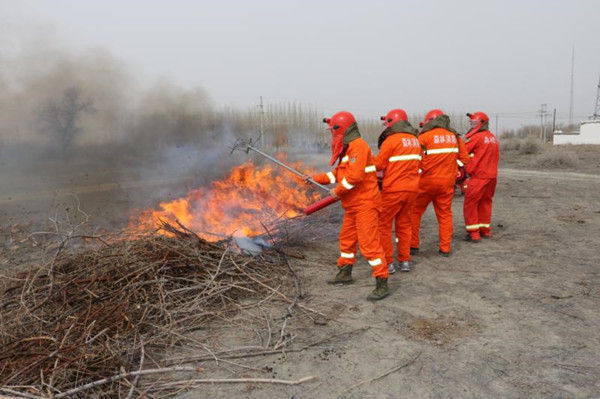 乌苏市林业局开展突发性森林防火应急演练